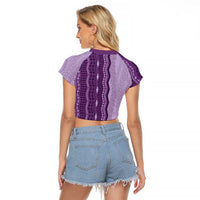 Vintage Violet Hawaiian Traditional Kapa Mix Flowers Lei Raglan Cropped T Shirt