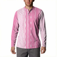 Vintage Pink Hawaiian Traditional Kapa Mix Flowers Lei Button Sweatshirt