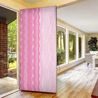 Vintage Pink Hawaiian Traditional Kapa Mix Flowers Lei Door Cover