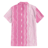 Vintage Pink Hawaiian Traditional Kapa Mix Flowers Lei Family Matching Off The Shoulder Long Sleeve Dress and Hawaiian Shirt LT7 - Polynesian Pride