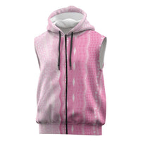 Vintage Pink Hawaiian Traditional Kapa Mix Flowers Lei Sleeveless Zip Hoodie