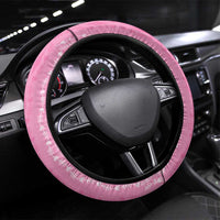 Vintage Pink Hawaiian Traditional Kapa Mix Flowers Lei Steering Wheel Cover