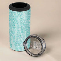 Vintage Teal Hawaiian Traditional Kapa Mix Flowers Lei 4 in 1 Can Cooler Tumbler