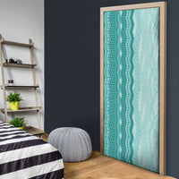 Vintage Teal Hawaiian Traditional Kapa Mix Flowers Lei Door Cover