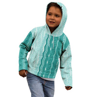 Vintage Teal Hawaiian Traditional Kapa Mix Flowers Lei Kid Hoodie