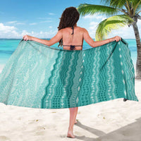 Vintage Teal Hawaiian Traditional Kapa Mix Flowers Lei Sarong