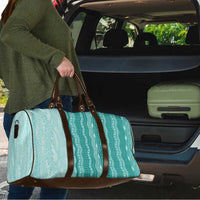 Vintage Teal Hawaiian Traditional Kapa Mix Flowers Lei Travel Bag