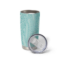 Vintage Teal Hawaiian Traditional Kapa Mix Flowers Lei Tumbler Cup