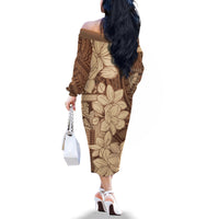 Samoa Women's Day Family Matching Off Shoulder Long Sleeve Dress and Hawaiian Shirt Tiale Flower Mix Siapo Tapa LT7 - Polynesian Pride