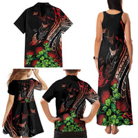 Aloha Hawaii Manta Rays Family Matching Tank Maxi Dress and Hawaiian Shirt Red Ohia Lehua LT7 - Polynesian Pride