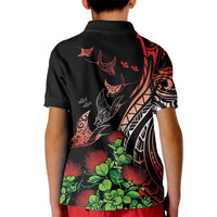 Aloha Hawaii Manta Rays Kid Polo Shirt Red Ohia Lehua