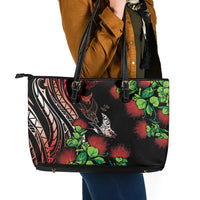 Aloha Hawaii Manta Rays Leather Tote Bag Red Ohia Lehua