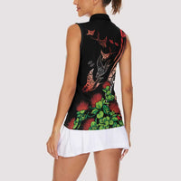 Aloha Hawaii Manta Rays Women Sleeveless Polo Shirt Red Ohia Lehua
