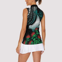Aloha Hawaii Monk Seal Women Sleeveless Polo Shirt Mix Ohia Lehua