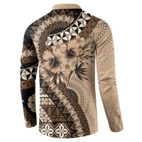 Bula Fiji Button Sweatshirt Mocha Brown Kaivity Masi Tapa