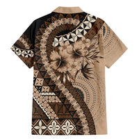 Bula Fiji Family Matching Mermaid Dress and Hawaiian Shirt Mocha Brown Kaivity Masi Tapa LT7 - Polynesian Pride