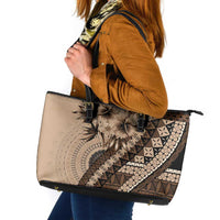 Bula Fiji Leather Tote Bag Mocha Brown Kaivity Masi Tapa