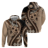 Bula Fiji Zip Hoodie Mocha Brown Kaivity Masi Tapa