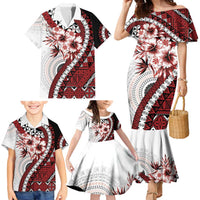 Bula Fiji Family Matching Mermaid Dress and Hawaiian Shirt White Kaivity Masi Tapa LT7 - Polynesian Pride