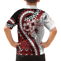 Bula Fiji Family Matching Short Sleeve Bodycon Dress and Hawaiian Shirt White Kaivity Masi Tapa LT7 - Polynesian Pride