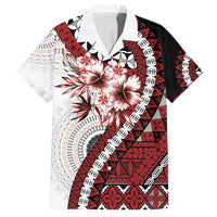 Bula Fiji Family Matching Tank Maxi Dress and Hawaiian Shirt White Kaivity Masi Tapa LT7 Dad's Shirt - Short Sleeve White - Polynesian Pride