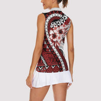 Bula Fiji Women Sleeveless Polo Shirt White Kaivity Masi Tapa