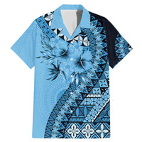 Bula Fiji Family Matching Mermaid Dress and Hawaiian Shirt Turquoise Kaivity Masi Tapa LT7 Dad's Shirt - Short Sleeve Turquoise - Polynesian Pride
