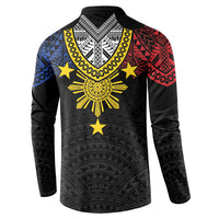 Philippines Heritage Baybayin Mix Polynesian Button Sweatshirt