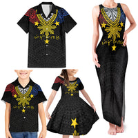 Philippines Heritage Baybayin Mix Polynesian Family Matching Tank Maxi Dress and Hawaiian Shirt