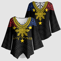 Philippines Heritage Baybayin Mix Polynesian Kimono Sleeve Blouse