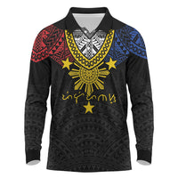 Philippines Heritage Baybayin Mix Polynesian Long Sleeve Polo Shirt