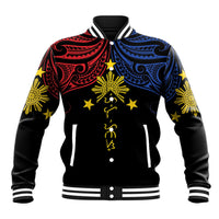 Philippines Heritage Personalized Baseball Jacket Baybayin Philipinas Sun
