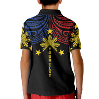 Philippines Heritage Personalized Kid Polo Shirt Baybayin Philipinas Sun