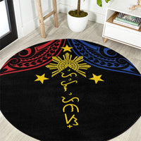 Philippines Heritage Round Carpet Baybayin Philipinas Sun