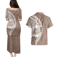 Polynesian Pride Couples Matching Puletasi Dress and Hawaiian Shirt Polynesia Tribal - Tropical Brown LT7 - Polynesian Pride