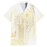 Samoa Lotu Tamaiti Mamanu Siapo Family Matching Long Sleeve Bodycon Dress and Hawaiian Shirt Golden Plumeria LT7 Dad's Shirt - Short Sleeve Gold - Polynesian Pride