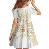 Samoa Lotu Tamaiti Mamanu Siapo Family Matching Off Shoulder Maxi Dress and Hawaiian Shirt Golden Plumeria LT7 - Polynesian Pride