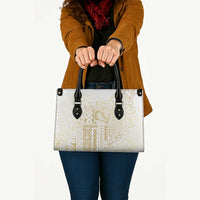 Samoa Lotu Tamaiti Mamanu Siapo Leather Bag Golden Plumeria - Polynesian Pride