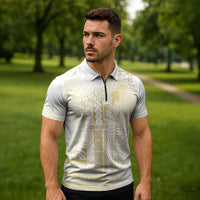 Samoa Lotu Tamaiti Mamanu Siapo Zipper Polo Shirt Golden Plumeria - Polynesian Pride