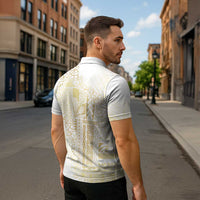 Samoa Lotu Tamaiti Mamanu Siapo Zipper Polo Shirt Golden Plumeria - Polynesian Pride