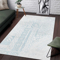 Samoa Lotu Tamaiti Mamanu Siapo Area Rug Off White Plumeria LT7 Baby Blue - Polynesian Pride