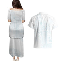 Samoa Lotu Tamaiti Mamanu Siapo Couples Matching Puletasi and Hawaiian Shirt Off White Plumeria - Polynesian Pride