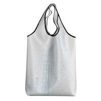 Samoa Lotu Tamaiti Mamanu Siapo Grocery Bag Off White Plumeria - Polynesian Pride