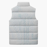 Samoa Lotu Tamaiti Mamanu Siapo Sleeveless Puffer Jacket Off White Plumeria - Polynesian Pride