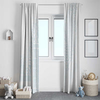 Samoa Lotu Tamaiti Mamanu Siapo Window Curtain Off White Plumeria - Polynesian Pride