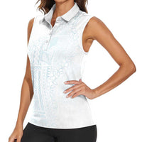 Samoa Lotu Tamaiti Mamanu Siapo Women Sleeveless Polo Shirt Off White Plumeria - Polynesian Pride