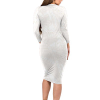 Samoa Lotu Tamaiti Ivory Family Matching Long Sleeve Bodycon Dress and Hawaiian Shirt Teuila Tatau LT7 - Polynesian Pride