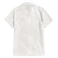 Samoa Lotu Tamaiti Ivory Family Matching Off The Shoulder Long Sleeve Dress and Hawaiian Shirt Teuila Tatau LT7 - Polynesian Pride