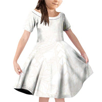 Samoa Lotu Tamaiti Ivory Family Matching Off Shoulder Short Dress and Hawaiian Shirt Teuila Tatau LT7 Daughter's Dress Ivory - Polynesian Pride