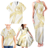 Samoa Lotu Tamaiti Gold Family Matching Tank Maxi Dress and Hawaiian Shirt Teuila Tatau LT7 - Polynesian Pride